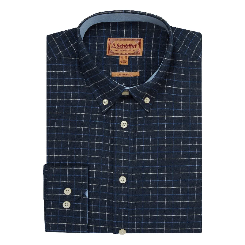 Schoffel Mens Aldeburgh Tailored Shirt - Dusky Blue/Oat Check