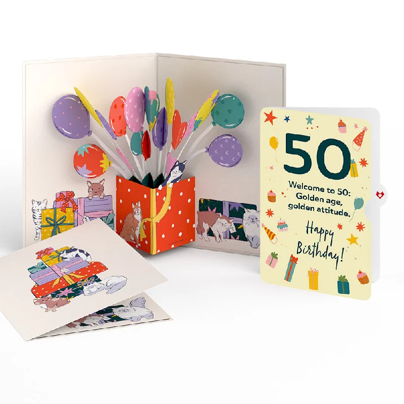 Curious Cats 50th Birthday Pop-Up Card and Sentiment Set