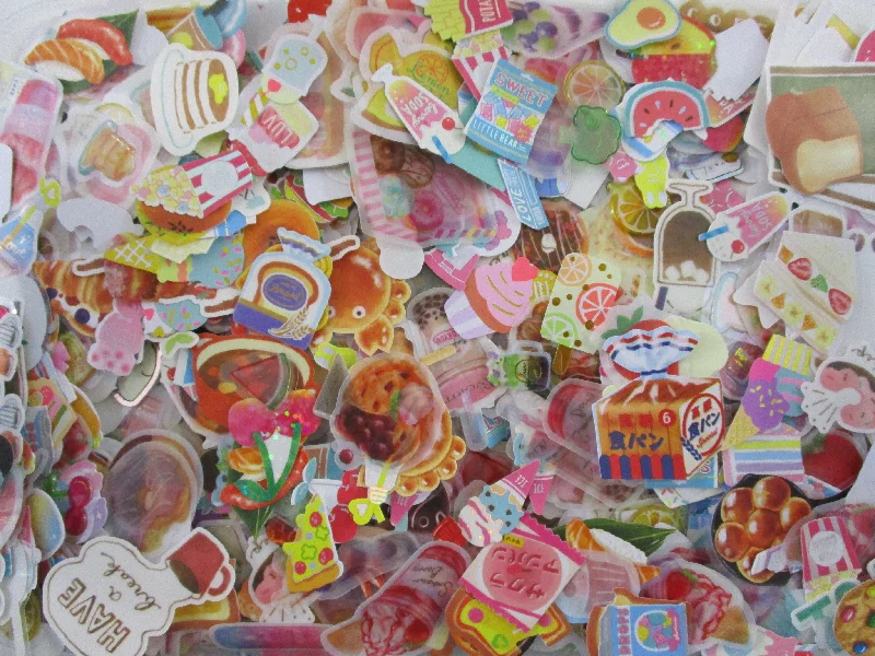 Grab Bag Stickers: 80 pcs FOOD theme flake stickers