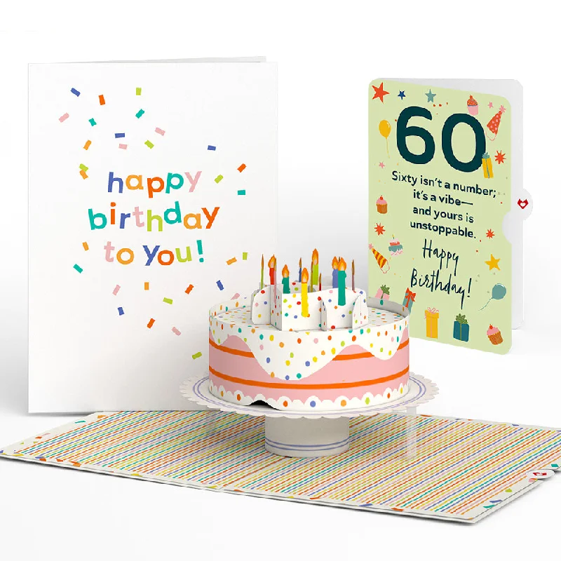 Happy 60th Birthday to You! Confetti Cake Pop-Up Card and Sentiment Set