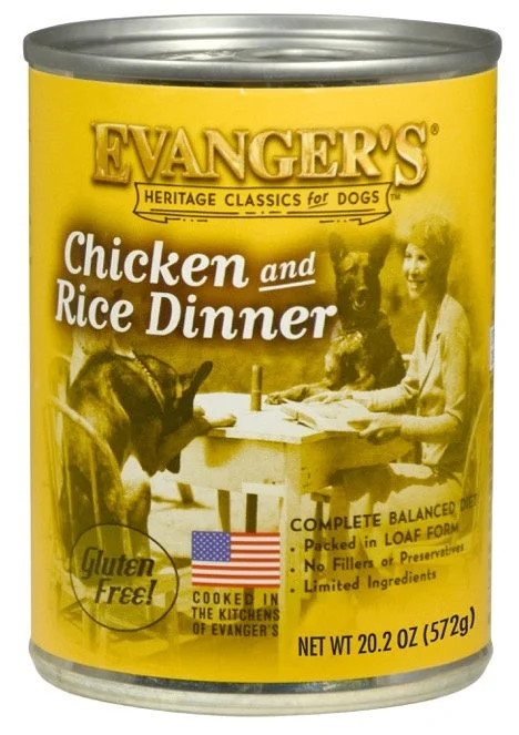 Evangers Classic Chicken and Rice Dinner Canned Dog Food 12.8oz Cans