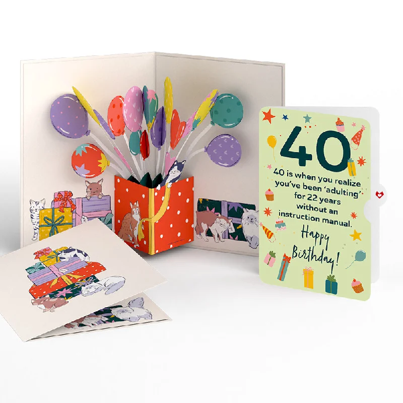 Curious Cats 40th Birthday Pop-Up Card and Sentiment Set