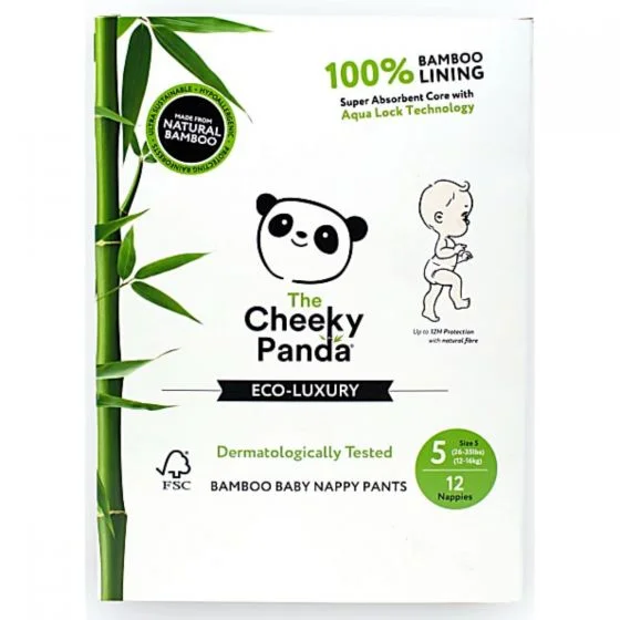 The Cheeky Panda Eco-Luxury Bamboo Baby Nappy Pants Size 5 (12-16kg) (12pk)