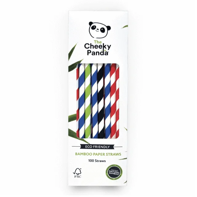 The Cheeky Panda Eco-Friendly 100% Bamboo Paper Straws - Multicoloured (100pk)