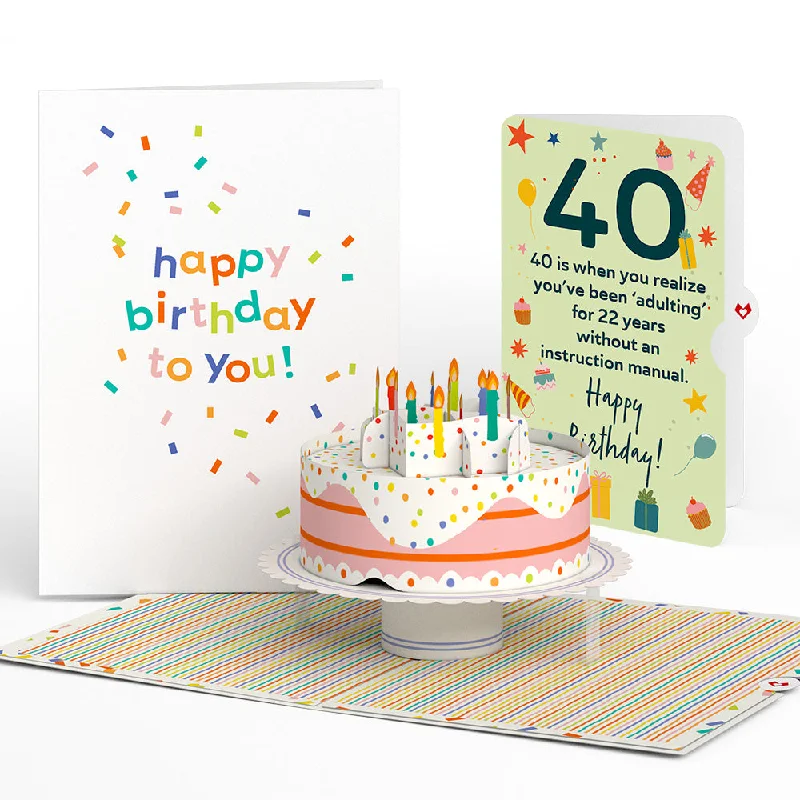 Happy 40th Birthday to You! Confetti Cake Pop-Up Card and Sentiment Set