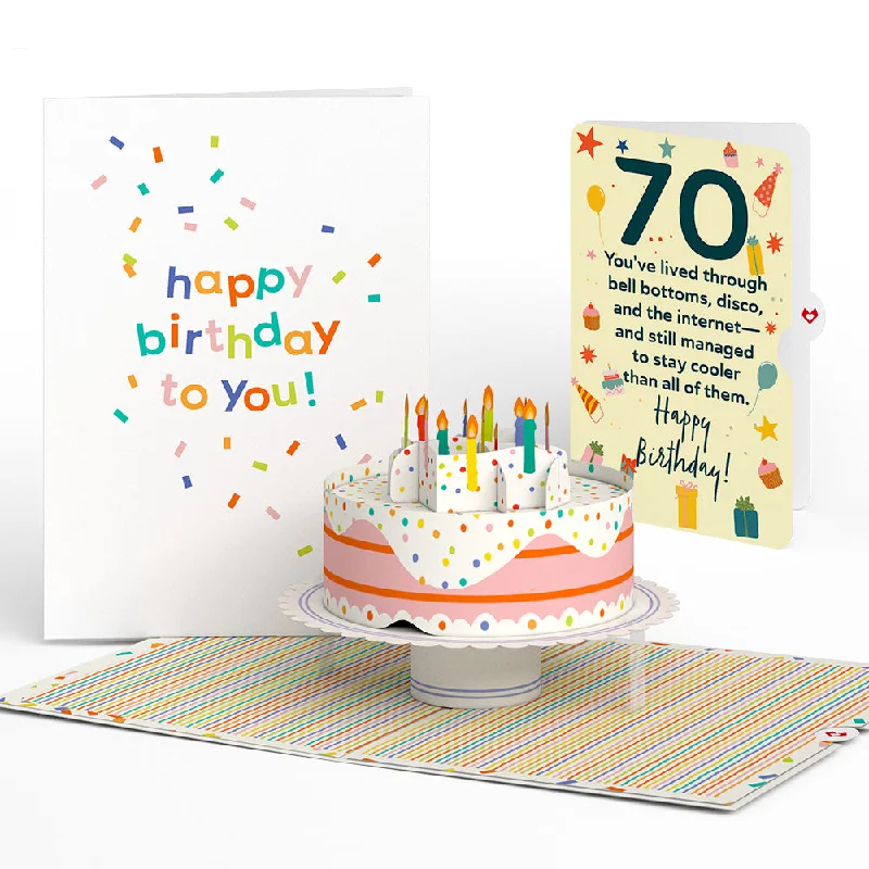 Happy 70th Birthday to You! Confetti Cake Pop-Up Card and Sentiment Set