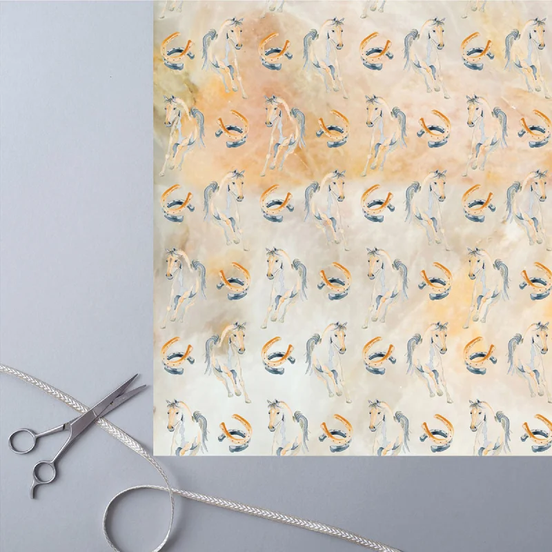 Deckled Edge Gift Wrap - Golden Equine