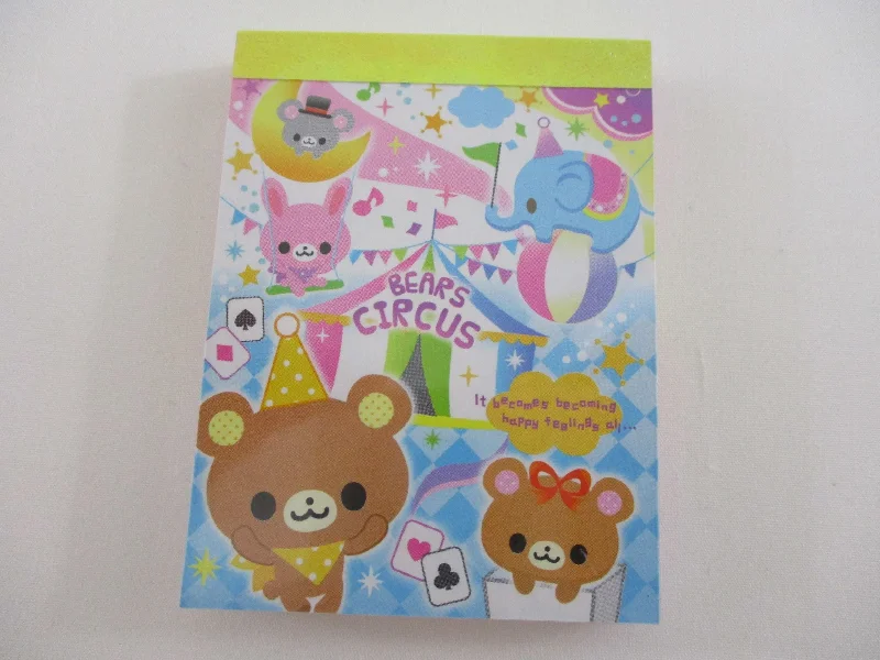 Cute Kawaii  Q-Lia Bears Circus Mini Notepad / Memo Pad - Stationery Designer Paper Collection