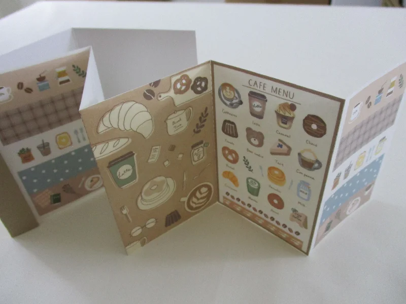 Cute Kawaii Qlia Sticker Sheet fold to mini booklet - Coffee Shop - for Journal Planner Craft Organizer Calendar