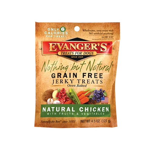 Evanger's Grain Free/Oven Baked Jerky Treats Holistic Chicken Recipe Dog Treats 4.5oz