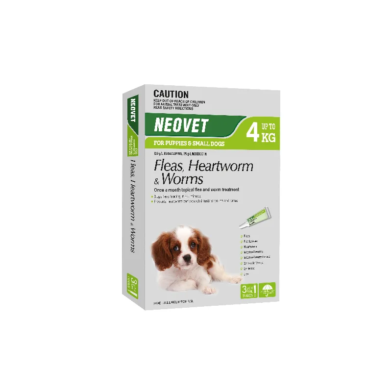 Neovet Flea Heartworm and Worming Treatment for Puppies and Small Dogs 3 Pack